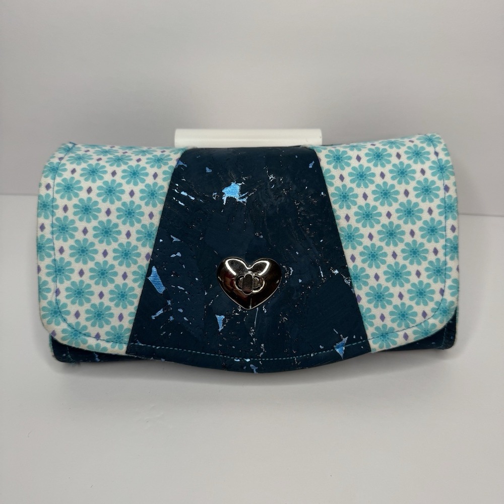 New Handmade quilted multifunction accordion wallet Soft shabby chic boho‎ heart